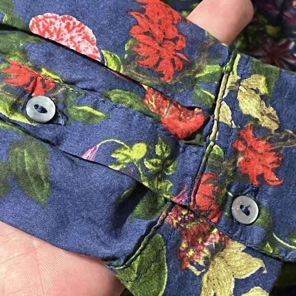 Esprit Floral Print Distressed Long Sleeve Blouse Shirt Womens Size 4 - Picture 3 of 8
